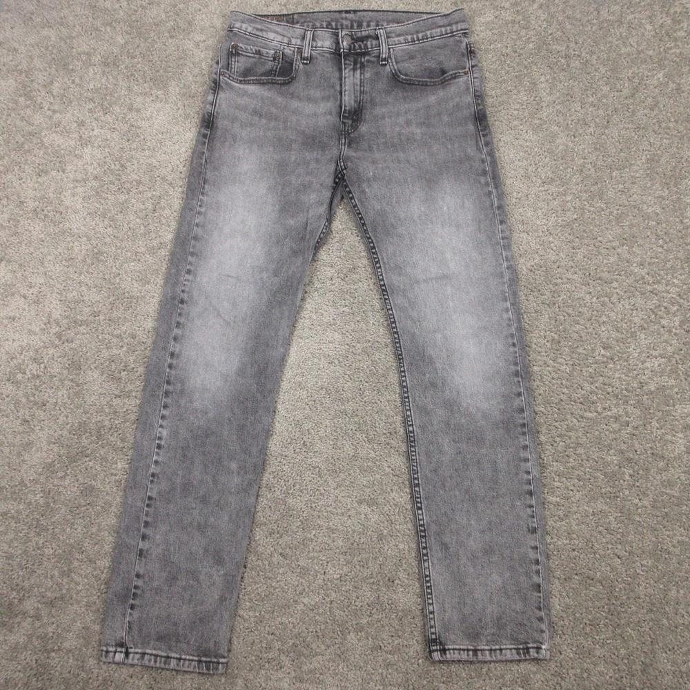Levis Jeans Mens 31x32 Gray 502 Regular Tapered Faded Acid Wash Denim Pants Flex